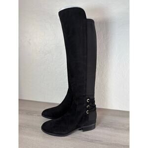 Vince Camuto Wide Calf Sheep Suede Tall Shaft Boots Pauletta Black Size 6